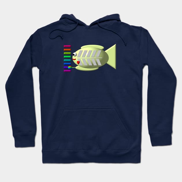 Cute X-Ray Fish with a Xylophone Hoodie by Artist4God